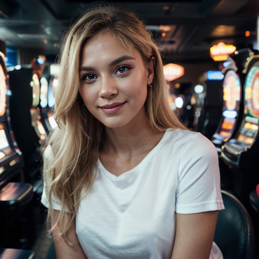 Young realistic woman generated by ai in a casino