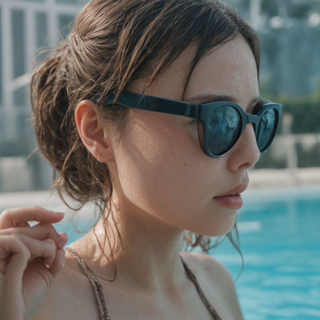 Young realistic woman generated by ai, in a swimming pool
