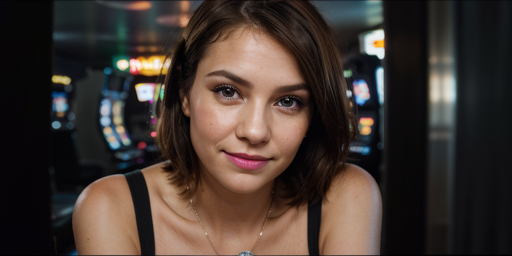 Young realistic woman generated by ai in a casino