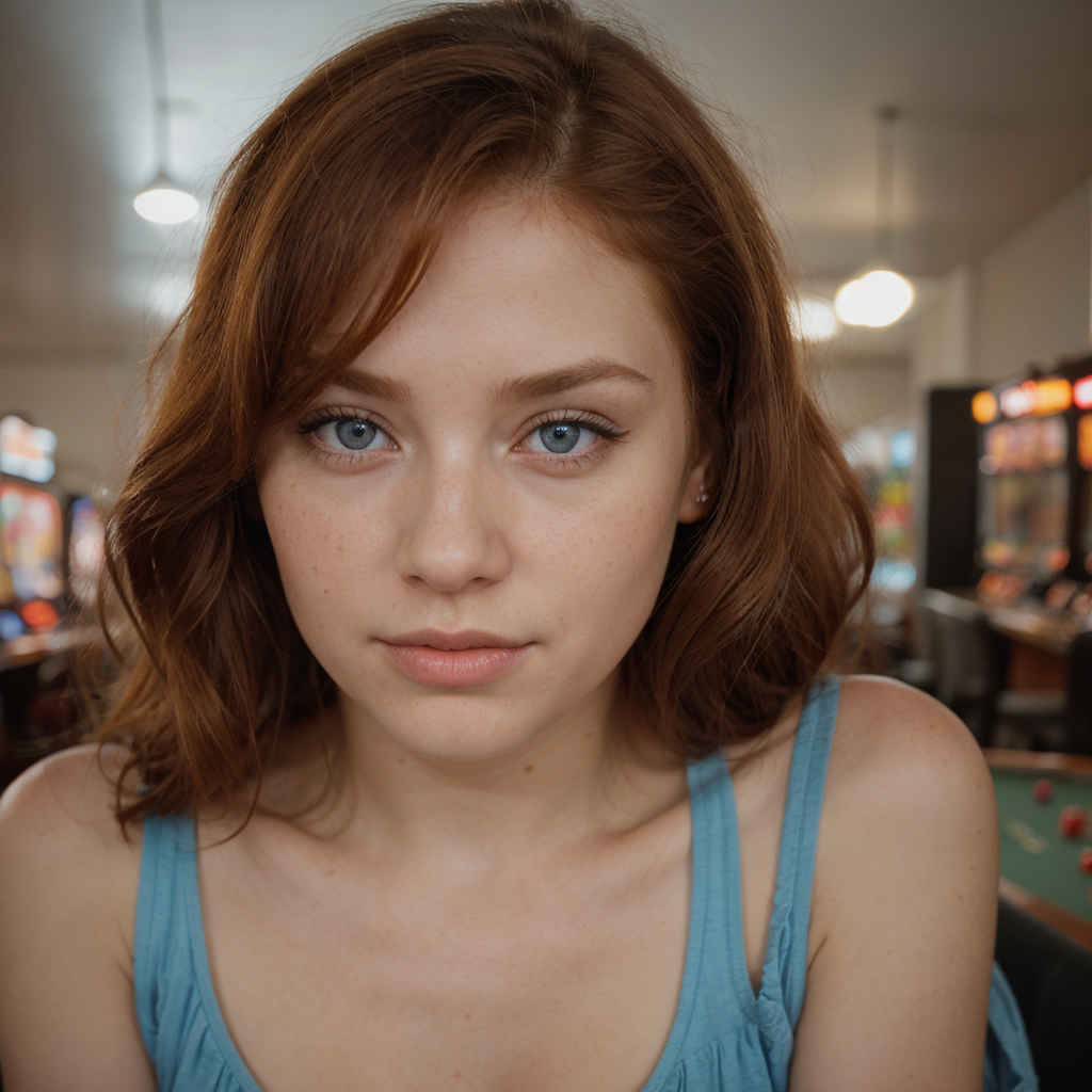 Young realistic woman generated by ai in a casino