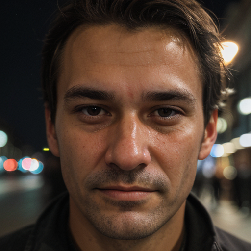 Close up photo of a drunk man in the street generated by ai