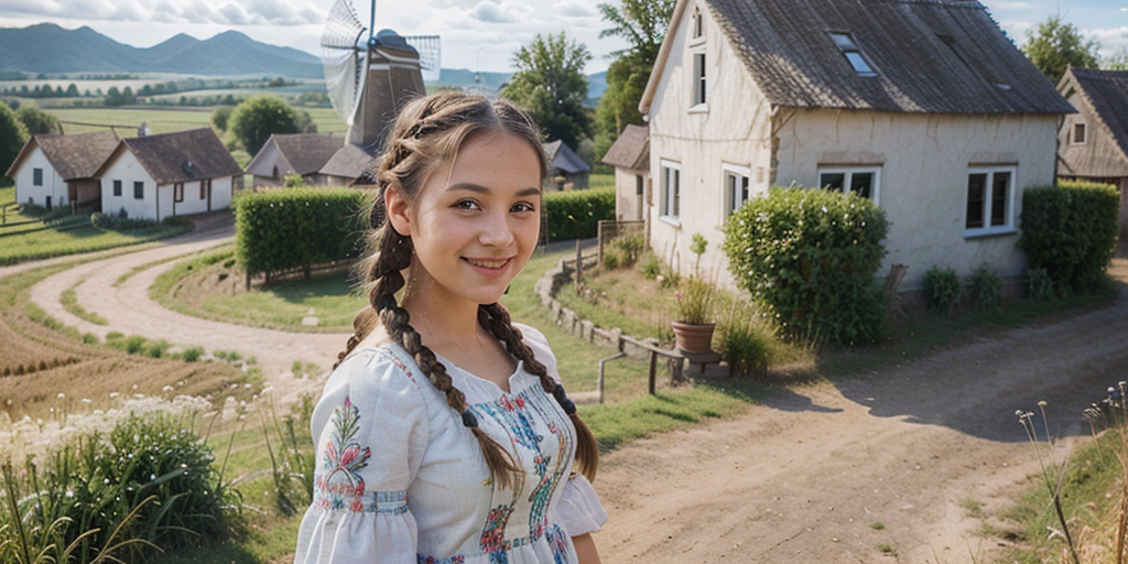 Young girl in a farm generated by ai